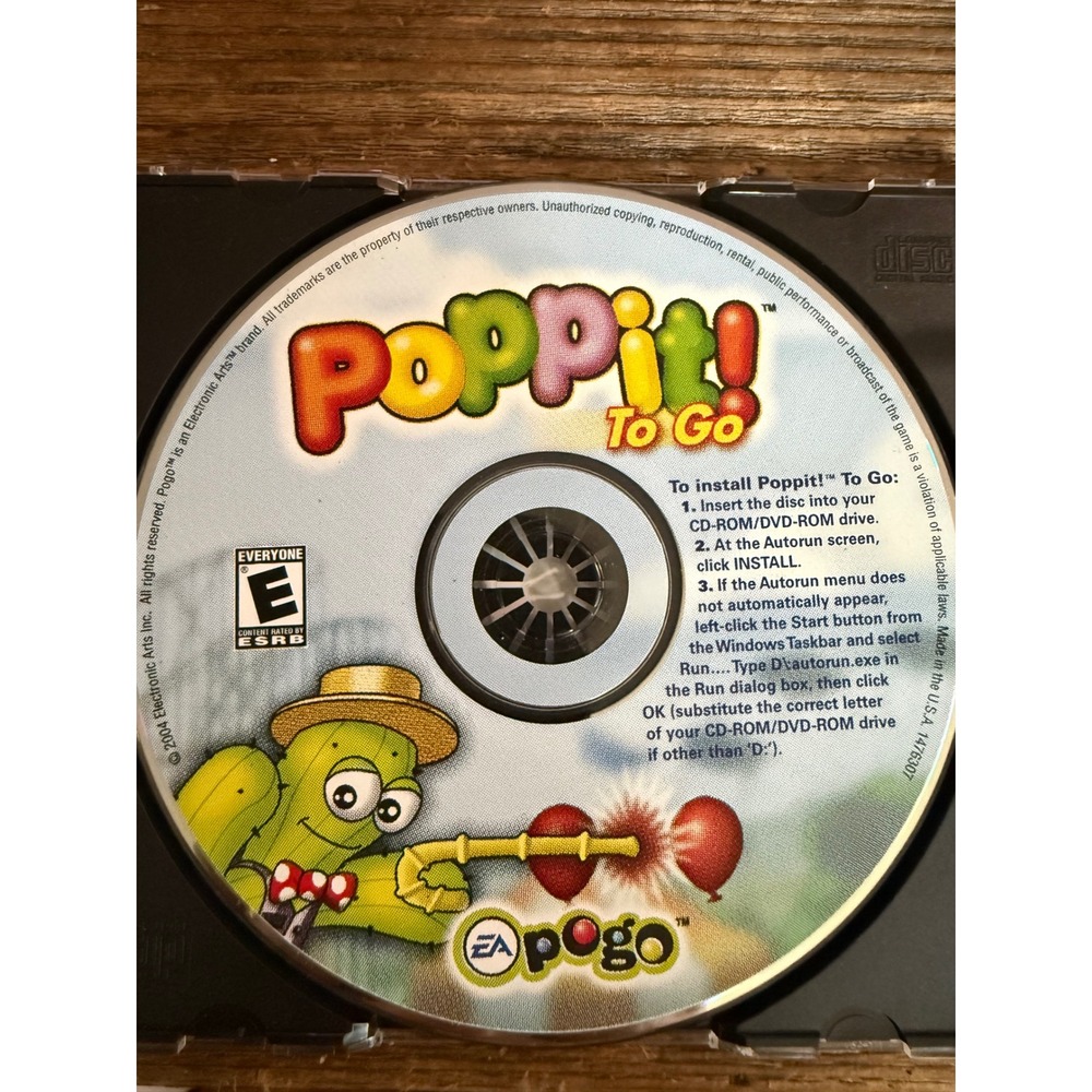 Y2K 2004 Electronic Arts Pogo Poppit To Go PC CD ROM Puzzle Game Disc Jewel Case